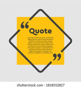 Vector background template for quote with bracket. Speech bubble with bracket. Empty frame for messages. Business card template information text message. Quote text form for motivation inspiration.
