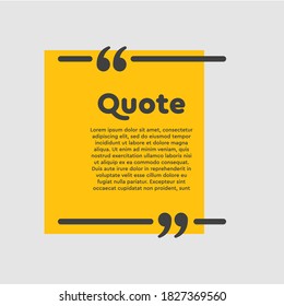 Vector background template for quote with bracket. Speech bubble with bracket. Empty frame for messages. Business card template information text message. Quote text form for motivation inspiration.