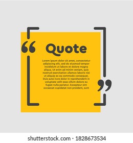 Vector background template for quote with bracket. Speech bubble with bracket. Empty frame for messages. Business card template information text message. Quote text form for motivation inspiration.