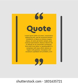 Vector background template for quote with bracket. Speech bubble with bracket. Empty frame for messages. Business card template information text message. Quote text form for motivation inspiration.