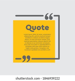 Vector background template for quote with bracket. Speech bubble with bracket. Empty frame for messages. Business card template information text message. Quote text form for motivation inspiration.