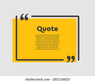 Vector background template for quote with bracket. Speech bubble with bracket. Empty frame for messages. Business card template information text message. Quote text form for motivation inspiration.