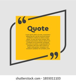 Vector background template for quote with bracket. Speech bubble with bracket. Empty frame for messages. Business card template information text message. Quote text form for motivation inspiration.