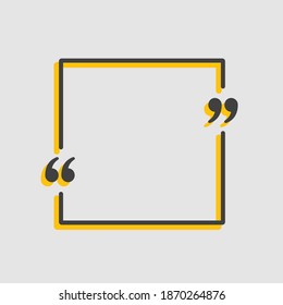 Vector background template for quote with bracket. Speech bubble with bracket. Empty frame for messages. Business card template information text message. Quote text form for motivation inspiration.
