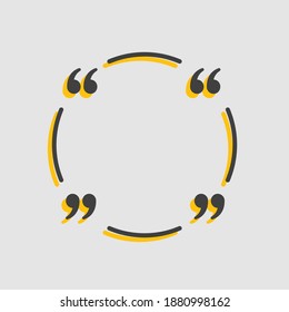 Vector background template for quote with bracket. Speech bubble with bracket. Empty frame for messages. Business card template information text message. Quote text form for motivation inspiration.