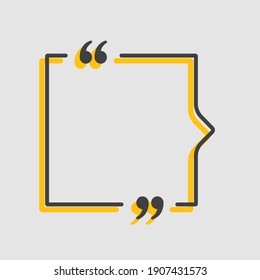 Vector background template for quote with bracket. Speech bubble with bracket. Empty frame for messages. Business card template information text message. Quote text form for motivation inspiration.