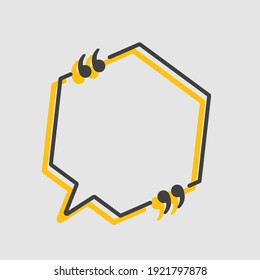 Vector background template for quote with bracket. Speech bubble with bracket. Empty frame for messages. Business card template information text message. Quote text form for motivation inspiration.