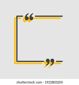 Vector background template for quote with bracket. Speech bubble with bracket. Empty frame for messages. Business card template information text message. Quote text form for motivation inspiration.