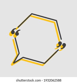 Vector background template for quote with bracket. Speech bubble with bracket. Empty frame for messages. Business card template information text message. Quote text form for motivation inspiration.