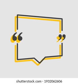 Vector background template for quote with bracket. Speech bubble with bracket. Empty frame for messages. Business card template information text message. Quote text form for motivation inspiration.