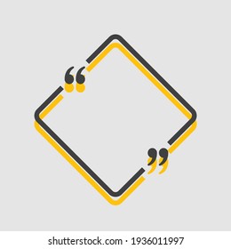 Vector background template for quote with bracket. Speech bubble with bracket. Empty frame for messages. Business card template information text message. Quote text form for motivation inspiration.