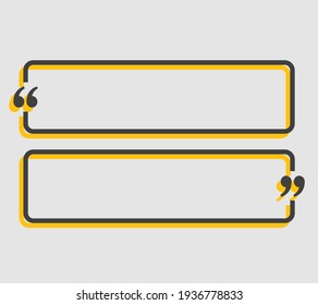 Vector background template for quote with bracket. Speech bubble with bracket. Empty frame for messages. Business card template information text message. Quote text form for motivation inspiration.