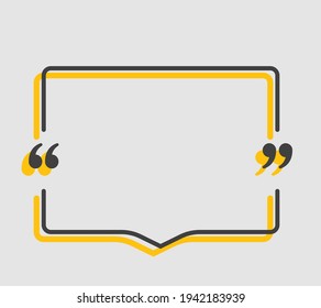 Vector background template for quote with bracket. Speech bubble with bracket. Empty frame for messages. Business card template information text message. Quote text form for motivation inspiration.