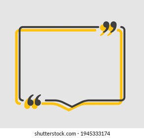 Vector background template for quote with bracket. Speech bubble with bracket. Empty frame for messages. Business card template information text message. Quote text form for motivation inspiration.