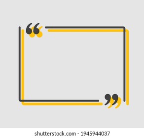 Vector background template for quote with bracket. Speech bubble with bracket. Empty frame for messages. Business card template information text message. Quote text form for motivation inspiration.