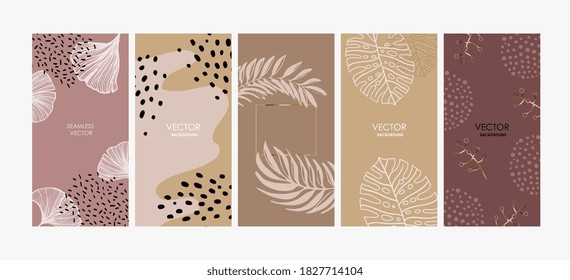 Vector background templates in a modern style with space for text with floral ornaments.