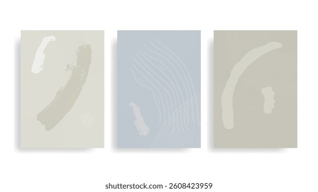 Vector Background Templates Set with Stripes and Textured Brushes 