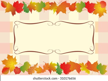 Vector background for text with autumn leaves