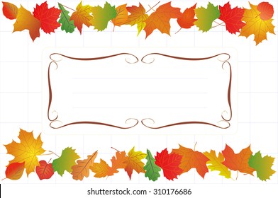 Vector background for text with autumn leaves