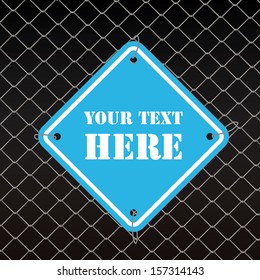 Vector background with a text sign and fence.