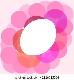 Vector. Background, texture. Business. Celebration. On a pink background, transparent balloons in pink tones. In the middle is a white ellipse.