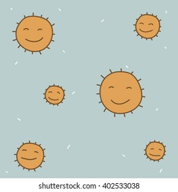 Vector background  texture with many sun on blue sky cartoon.
