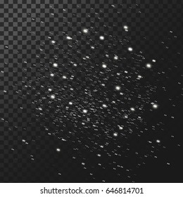 Vector background, texture night starry sky. Element for design, light effect, cluster of white glowing sparks