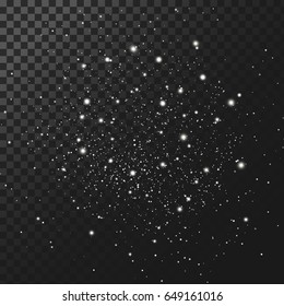 Vector background, texture night starry sky. Element for design, light effect, cluster of white glowing sparks