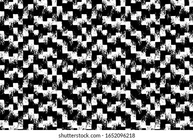 Vector background. Texture of old pattern in black and white colors. It consists of chips of marble, quartz, granite, poured with a cementitious binder