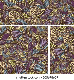 Vector Background texture set  with abstract triangles.Ethnic pattern. Vector bright backdrop, graphics pattern. Use for  banners,wallpaper,pattern fills, fabric ,web page background