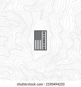 Vector background with texture topographic contour line. Inside tactical USA flag. Isolated on white background.