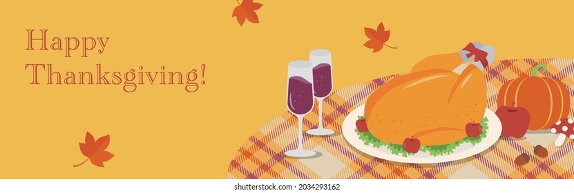 vector background with thanksgiving dinner for banners, cards, flyers, social media wallpapers, etc.
