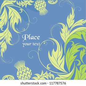 vector background with thistle and wild meadow plants