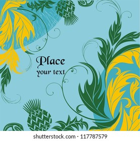 vector background with thistle and wild meadow plants