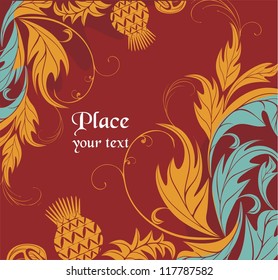 vector background with thistle and wild meadow plants