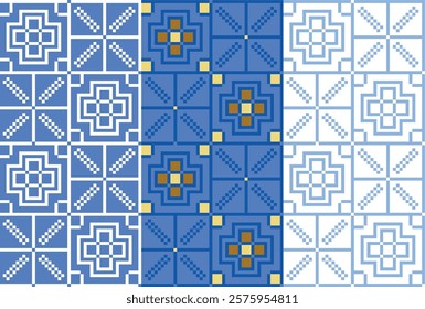 Vector background in three color variants based on the embroidery of the Zakarpattia region. Ukrainian ornament