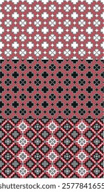 Vector background in three color variants based on the embroidery of the Zhitomir region, Polesie. Ukrainian ornament

