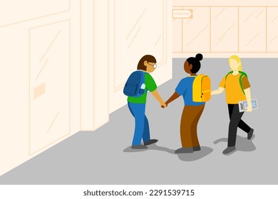 vector of  background of three women traveller in the urban, charactor of girls journey flat design. 