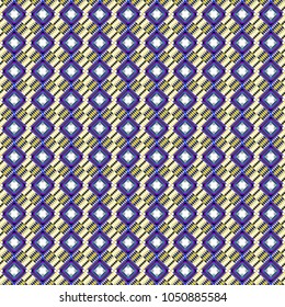 Vector background with tiles and rhombus. Vector geometrical seamless ornament. Seamless pattern in black, white and violet colors.
