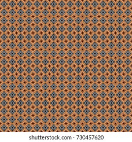 Vector background with tiles and rhombus. Vector geometrical seamless ornament. Seamless pattern in white, black and orange colors.