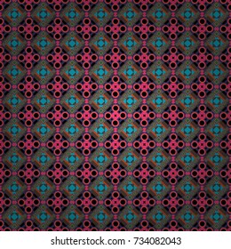 Vector background with tiles and rhombus. Vector geometrical seamless ornament. Seamless pattern in pink, brown and blue colors.