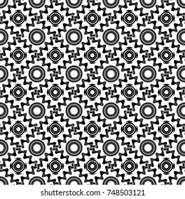 Vector background with tiles and rhombus. Vector geometrical seamless ornament. Seamless pattern in gray, black and white colors.