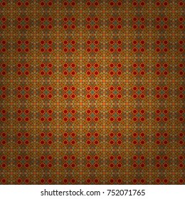 Vector background with tiles and rhombus. Vector geometrical seamless ornament. Seamless pattern in brown, orange and red colors.