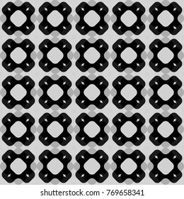 Vector background with tiles and rhombus. Vector geometrical seamless ornament. Seamless pattern in black, white and gray colors.
