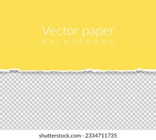 Fondo vectorial con papel roto de color amarillo. Un trozo de papel amarillo sobre un fondo transparente con bordes rotos.