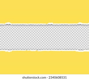Vector background with torn paper in yellow color. A pieces of yellow paper on a transparent background with torn edges.