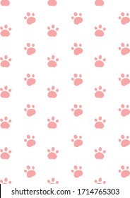 Vector background with traces of dogs. Pattern of pink 
paw prints of a puppy. Isolated, for printing on clothing, postcards, packaging.