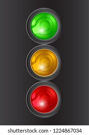 Vector background with traffic lights green yellow and red