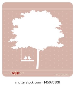 Vector background with tree and bird. Vector Illustration.