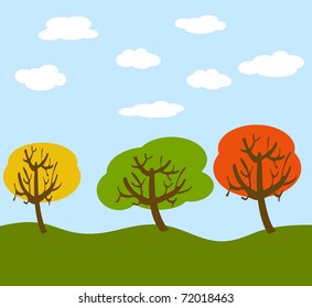 vector background with tree and grass.